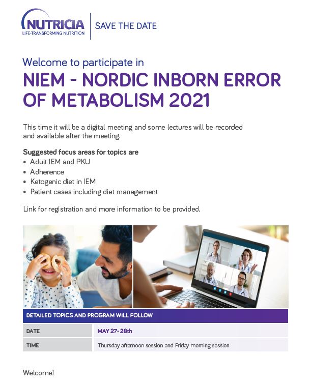 Save the date – Nordic Meeting of Inborn Errors of Metabolism 2021