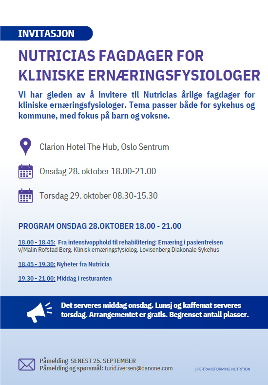 NUTRICIAS FAGDAGER FOR KLINISKE ERNÆRINGSFYSIOLOGER